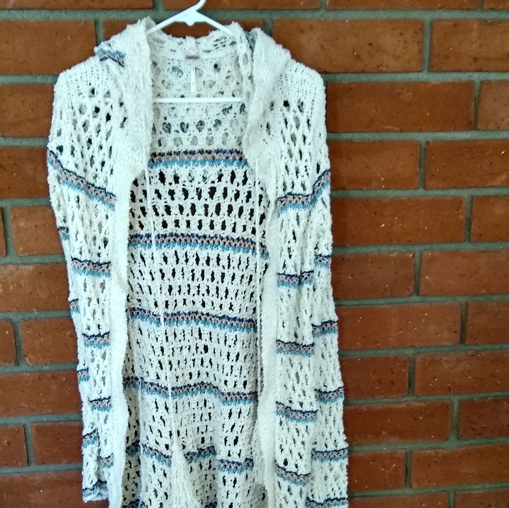 Knit hooded cardigan